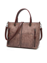 Solid Zipper Tote Bag